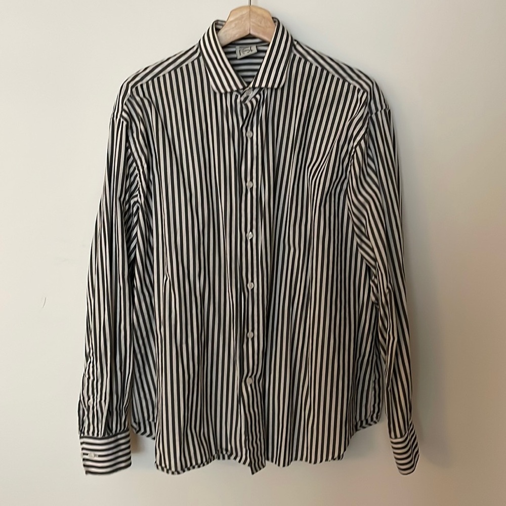 Baserange Gray & White Striped Button Down